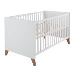Lit volutif transformable en lit junior - style scandinave - ole blanc - chne fonc