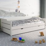 Lit avec lit gigogne pin massif arthur blanc Lit avec lit gigogne pin massif arthur blanc