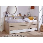 Lit gigogne avec rangements wallis bois & blanc Lit gigogne avec rangements wallis bois & blanc