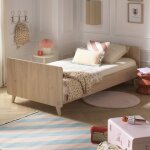 Lit junior 90x190 avec sommier et matelas - d�cor bois ch�ne suave - arty marron