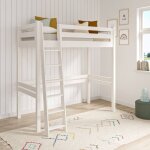 Lit mezzanine 1 place bois massif orsai blanc