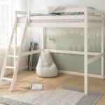 Lit mezzanine 2 places pin massif isidore blanc