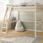 Lit mezzanine 2 places pin massif isidore bois