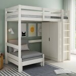 Lit mezzanine avec armoire et fauteuil convertible arthur blanc Lit mezzanine avec armoire et fauteuil convertible arthur blanc