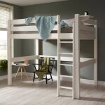 Lit mezzanine barrires hautes pin massif lilja blanc