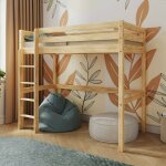 Lit mezzanine bois massif aaron bois naturel