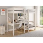 Lit mezzanine avec bureau et fauteuil convertible calvi blanc
