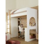 Lit mezzanine avec bureau et rangement combinid blanc
