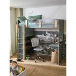 Lit mezzanine avec bureau et rangement everest kaki Lit mezzanine avec bureau et rangement everest kaki