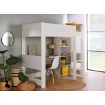 Lit mezzanine avec bureau et rangements palerme blanc