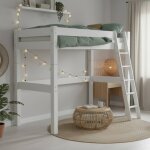Lit mezzanine À Échelle inclinée pin massif lilja blanc Lit mezzanine À Échelle inclinée pin massif lilja blanc