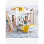 Lit mezzanine enfant avec tagres pour combin easyspace blanc / bois
