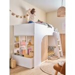 Lit mezzanine enfant avec rangement playful blanc