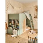 Lit mezzanine enfant avec rangement playful vert