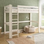 Lit mezzanine extra - solide en bois massif hercule blanc