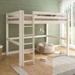 Lit mezzanine extra - solide en bois massif hercule blanc