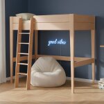 Lit mezzanine en h�tre massif armand bois naturel