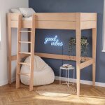 Lit mezzanine en h�tre massif armand bois naturel