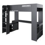 Lit mezzanine minecraft avec bureau et clairage led noir - effet carbone noir