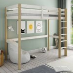 Lit mezzanine pin massif arthur blanc - bois
