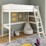 Lit mezzanine pin massif colette blanc