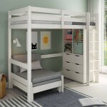 Lit mezzanine avec rangements et fauteuil convertible arthur blanc