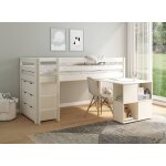 Lit mi - hauteur avec bureau et commode jade blanc