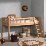 Lit mi - hauteur en ch�ne massif romane bois naturel