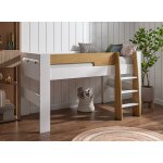 Lit mi - hauteur london blanc & bois