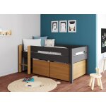 Lit mi - hauteur avec rangements milo anthracite