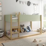 Lit mi - hauteur rversible pin massif charlie vert - bois