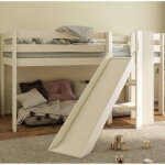 Lit mi - hauteur avec toboggan pin massif basile blanc Lit mi - hauteur avec toboggan pin massif basile blanc