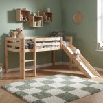 Lit mi - hauteur avec toboggan en pin massif naturel armance & faustin naturel