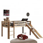 Lit mi - hauteur avec toboggan en pin massif naturel armance & faustin naturel
