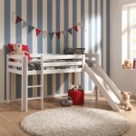 Lit mi - hauteur avec toboggan en pin massif naturel armance & faustin blanc