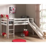 Lit mi - hauteur avec toboggan en pin massif naturel armance & faustin blanc