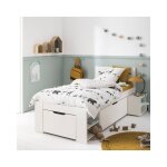 Lit multi - rangements pin massif arthur blanc