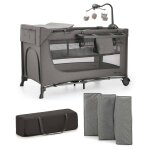 Lit parapluie joy 2 en 1 avec table � langer, niveau r�glable, pliage compact et sac de transport pratique ...