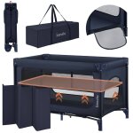 Lit parapluie parc b�b� 2en1 jasmin 0 - 36 mois avec pliage rapide, roulettes et poche blue navy