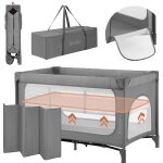 Lit parapluie parc b�b� 2en1 jasmin 0 - 36 mois avec pliage rapide, roulettes et poche grey stone