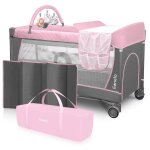 Lit parapluie parc b�b� 3en1 flower 0 - 36 mois avec pliage rapide et roulettes flamingo
