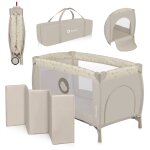 Lit parapluie parc b�b� 3en1 sven plus 0 - 36 mois avec table � langer et moustiquaire beige latte