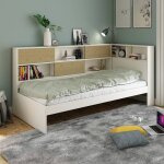 Lit � rangements pin massif ambre blanc bois