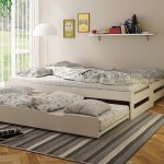 Lit sofa avec lits gigognes pin massif ninon blanc