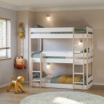 Lits superpos�s 3 couchages - gain de place - gamme elia blanc