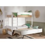 Lit superpos 3 places nomade blanc & chne