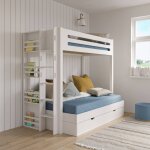 Lit superpos� 4 places bois massif isa blanc