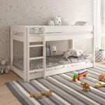 Lit superpos bas en pin massif isidore blanc