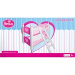 Lit superposé en bois flora, pour poupées rose Lit superposé en bois flora, pour poupées rose
