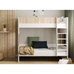 Lit superposé dune blanc & bois Lit superposé dune blanc & bois